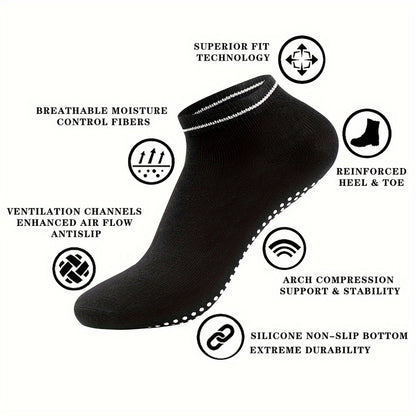 Orena 3 Pairs Women's Non-Slip Yoga Socks with Dot Grip Sole